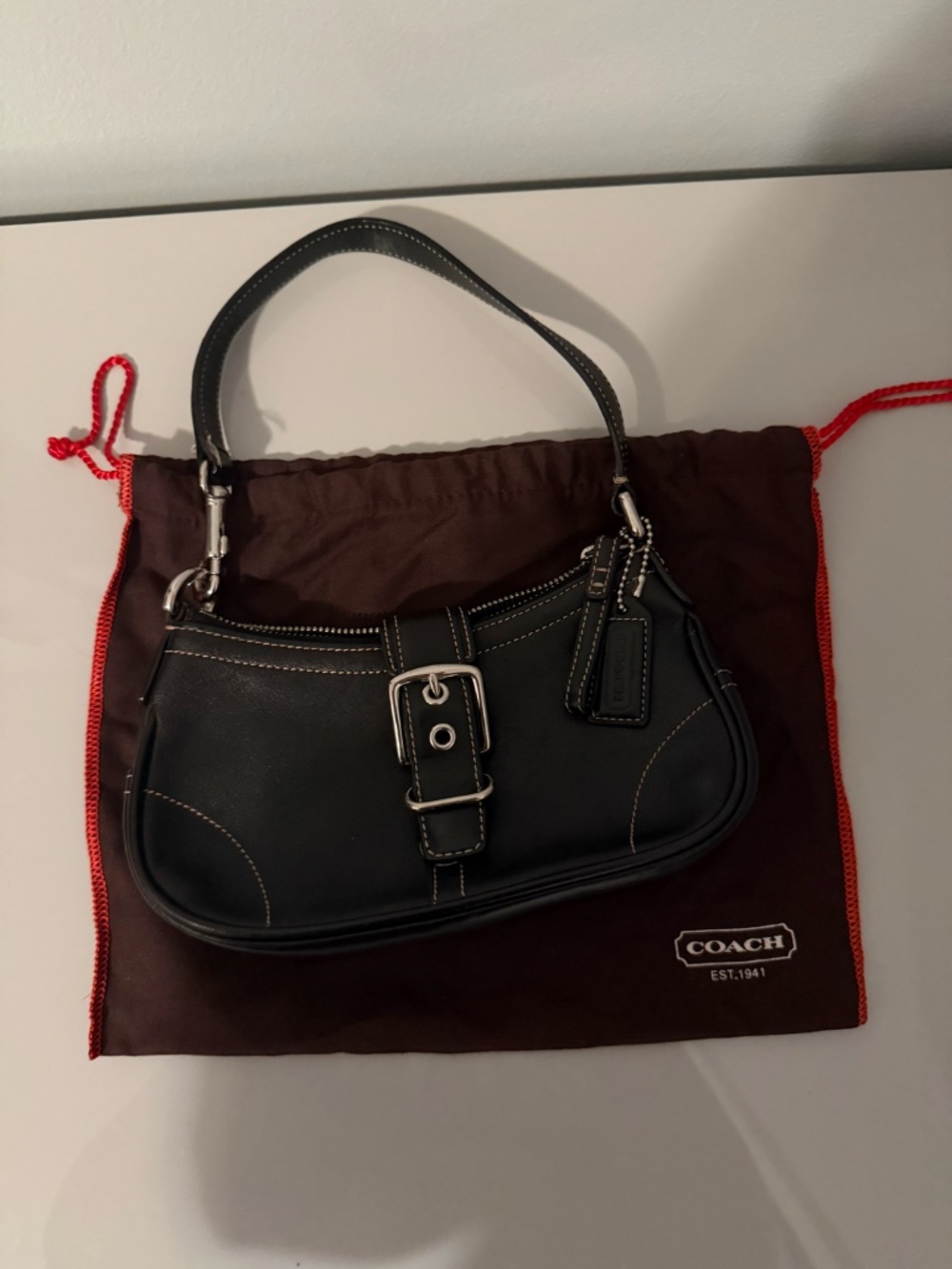 COACH Hampton Black Leather with Buckle Mini Bag - Picture 9 of 9